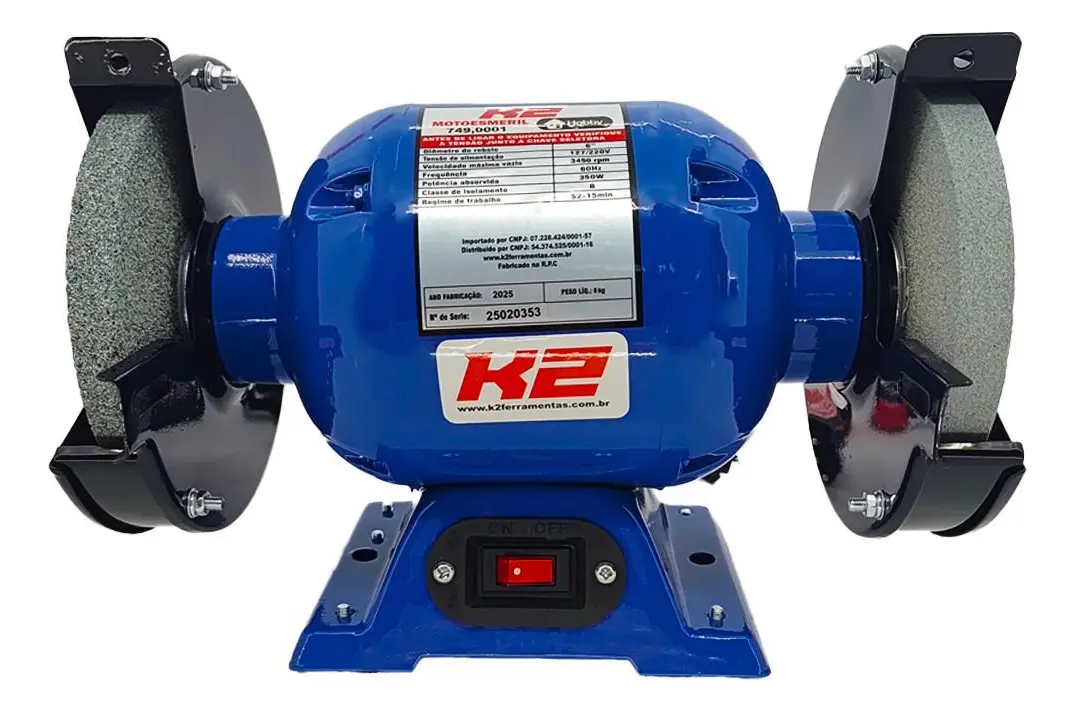 Moto Esmeril Bancada 6'' 350W K2 Azul