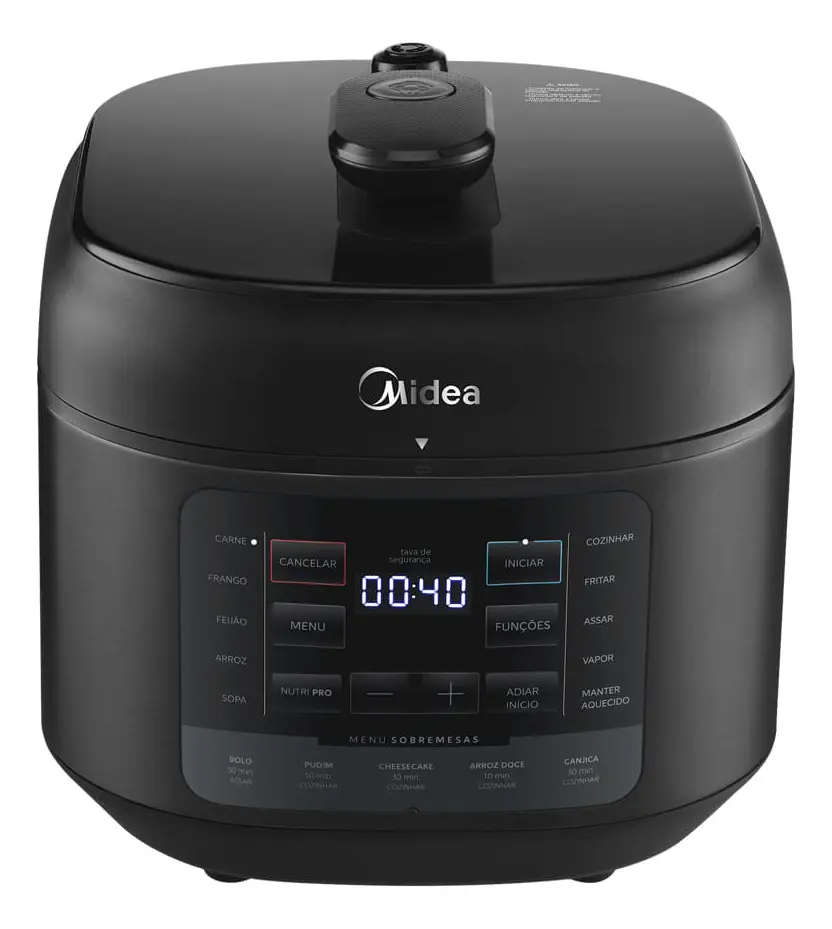Panela De Pressão Elétrica 5l Nutripro Preta Midea Cor Preto